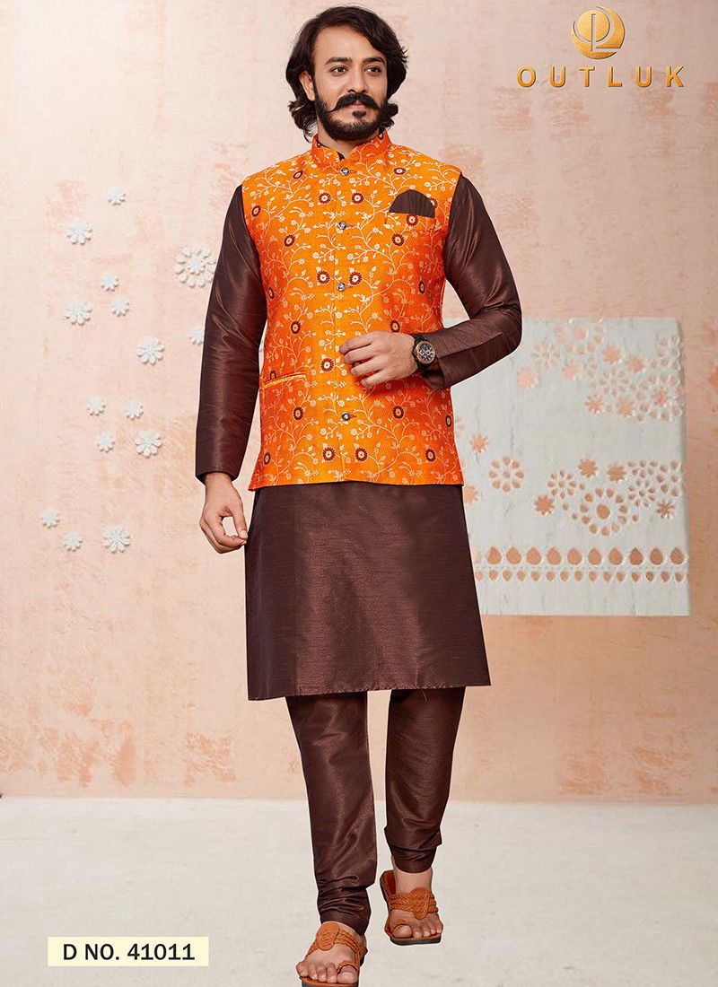 Outluk Vol 41 Festive Wear Wholesale Kurta Pajama With Jacket Mens Collection